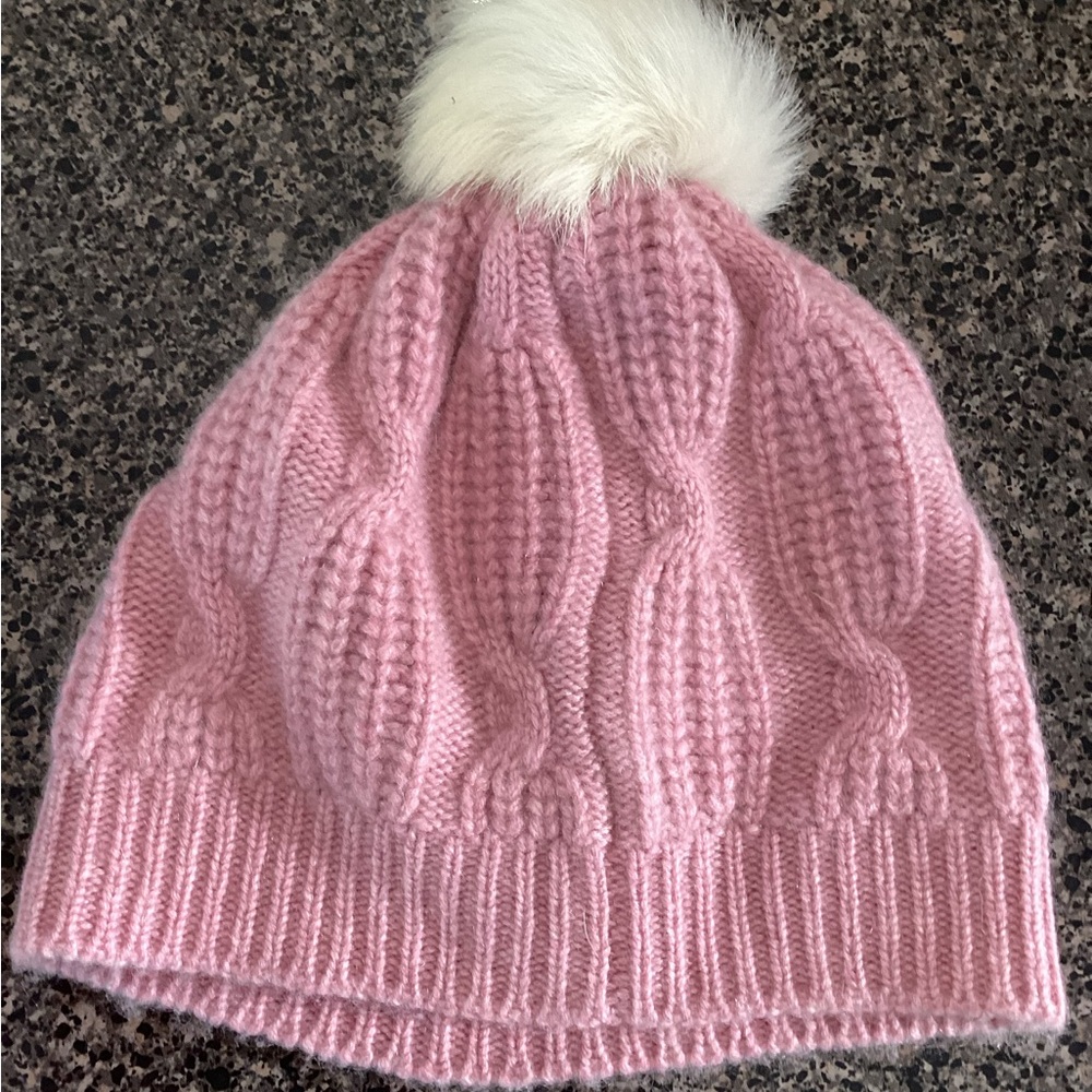 Women’s Pink Cashmere Pom Beanie